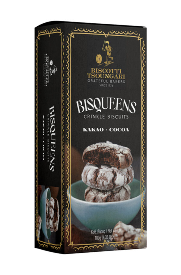 Bisqueens Crinkle Cocoa 180g | 4 τεμάχια | Biscotti Tsoungari Bisqueens Crinkle Cocoa 180g | 4 τεμάχια | Biscotti Tsoungari