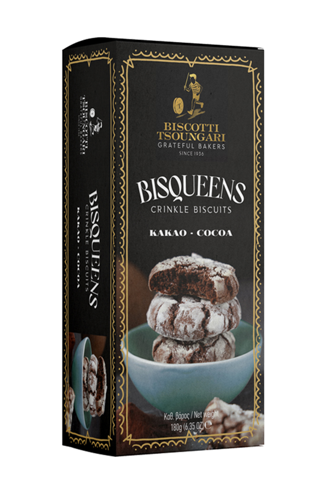 Bisqueens Crinkle Cocoa 180g | 4 τεμάχια | Biscotti Tsoungari