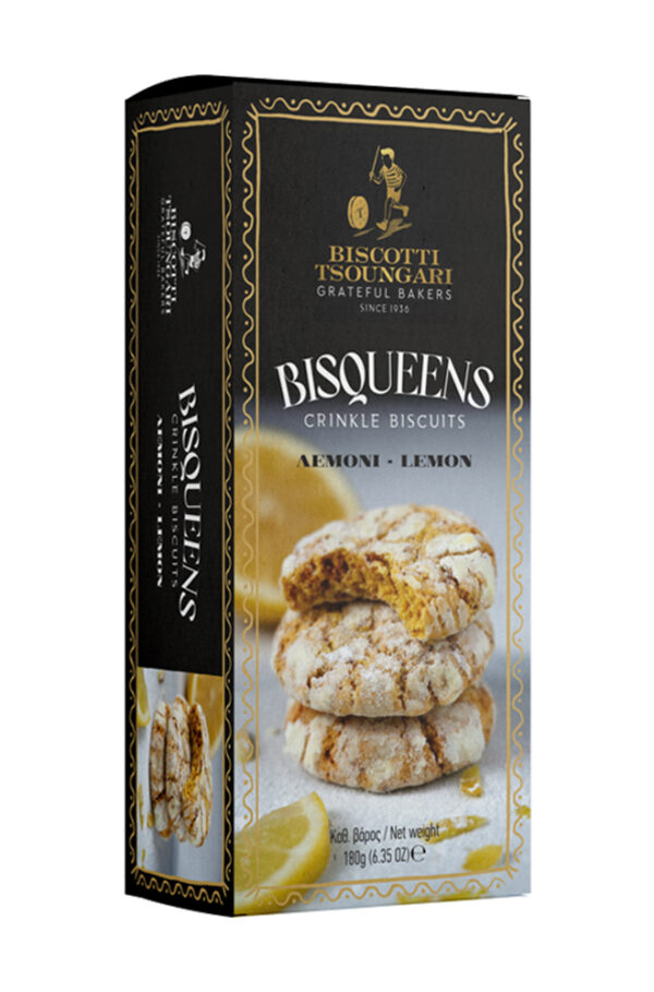Bisqueens Crinkle Lemon 180g | 4 τεμάχια | Biscotti Tsoungari Bisqueens Crinkle Lemon 180g | 4 τεμάχια | Biscotti Tsoungari