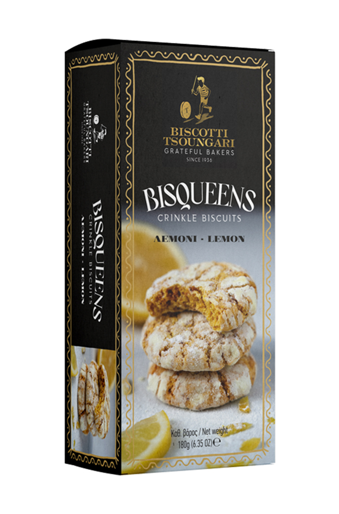 Bisqueens Crinkle Lemon 180g | 4 τεμάχια | Biscotti Tsoungari